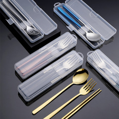 Wholesale 304 stainless steel chopsticks, spoons, and outdoor travel fork and spoon set for students, canteens, and Korean-style portable tableware kits