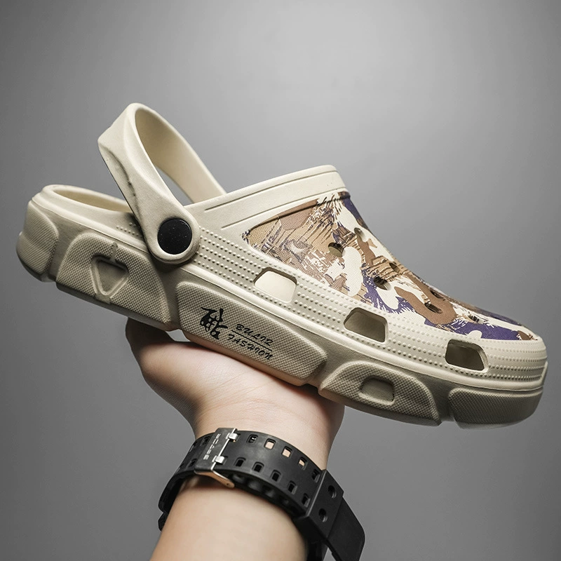 Мужская летняя модная повседневная обувь с дырками Baotou Drag Sports, новый стиль, отличительная Нескользящая уличная пляжная обувь на толстой подошве, износостойкая