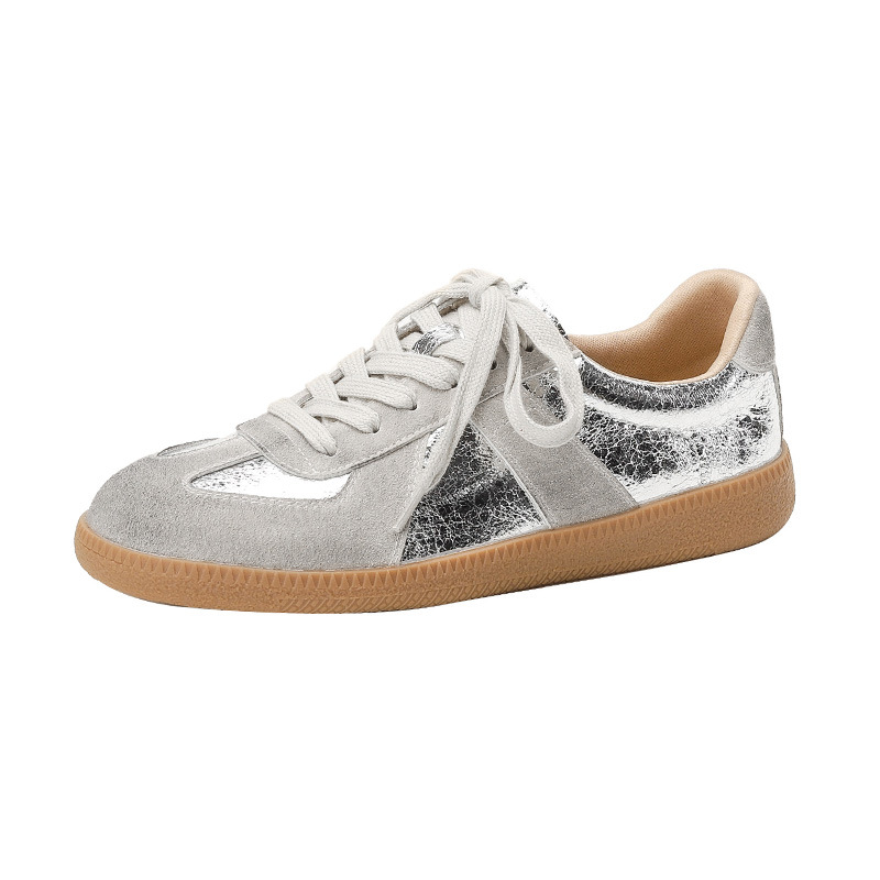 Women's Shoes Grape Mom's new versatile casual moral training shoes classic color blocked round toe sneakers slimming single shoes_voghion.com