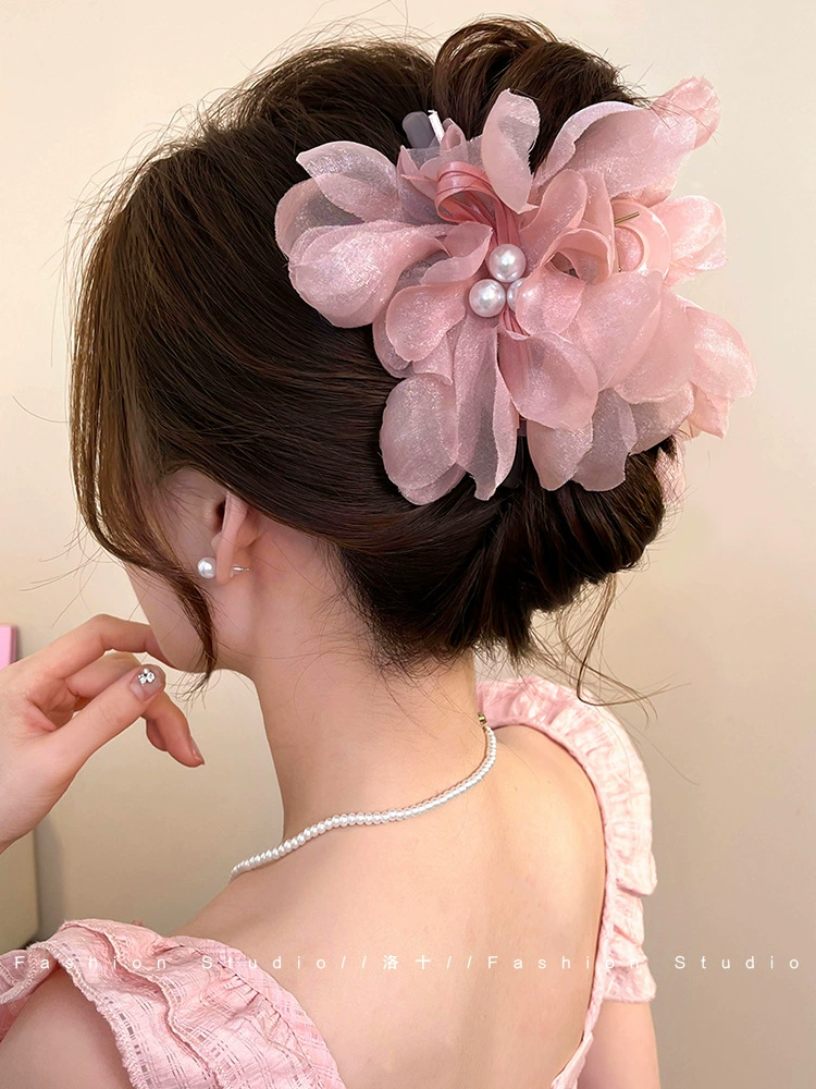 Атмосферная заколка для волос для фотосессий, крабовая заколка, модная hair accessory, с цветами