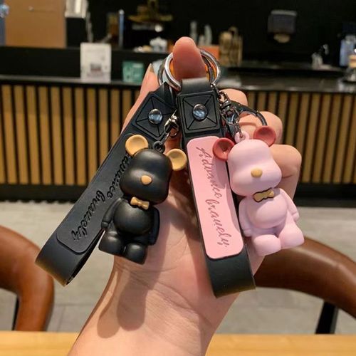 Cartoon violent bear keychain for men and women couple school bag car pendant anti-lost key chain simple small gift wholesale
