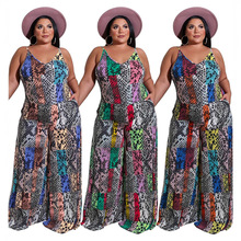 MY705跨境大码女装夏季新款吊带印花清凉夏连体裤亚马逊新品