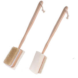 木质丝瓜络洗澡刷双面浴刷长柄搓澡巾去死皮猪鬃毛浴刷后背身体刷