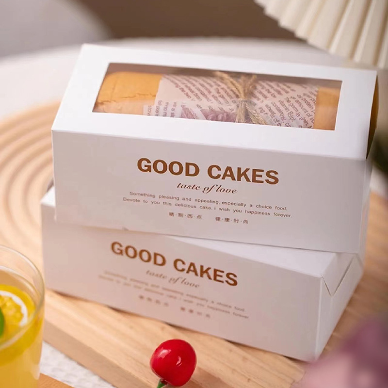 网红抱抱卷开窗抽屉式一次性纸盒包装雪花酥毛巾卷瑞士卷蛋糕盒子
