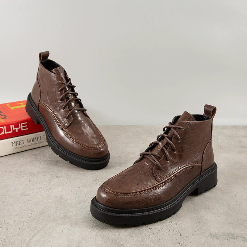 Новые мужские сапоги Martin высокого класса ручные узоры телка из кожи супер легкий вспенистый толстый шнуровка наружные дышащие мужские сапоги