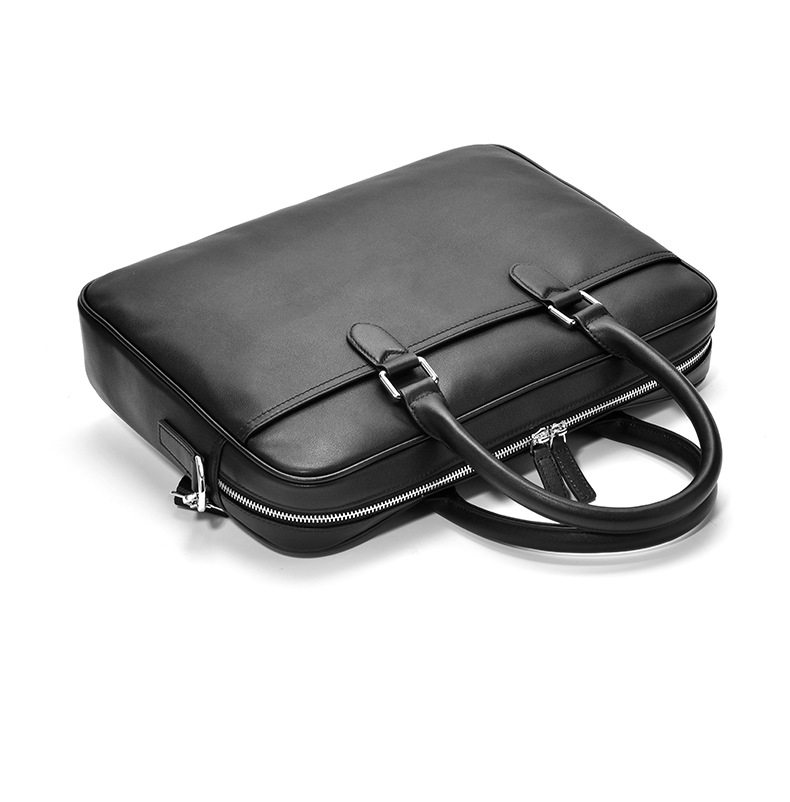 Túi xách nam da bò lớp đầu dạng cặp công sở đeo vai chéo, đựng được laptop 14 inch — màu đen chi tiết 15