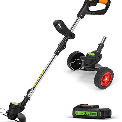 有刷大功率带轮子锂电割草机21V充电式小型除草机打草轻便锂电