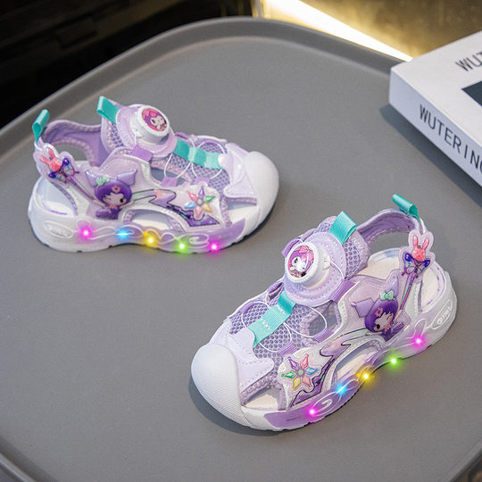 Lights Girl's Sandals 2025 New Style Swivel Buckle Girl's Sandals Baby Girl's Children's Sandals