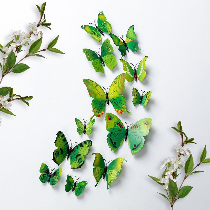 Etiqueta engomada de pared tridimensional 3D simulación mariposa pvc plástico color mariposa imán imán refrigerador decoración del hogar de alta calidad