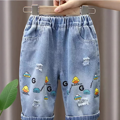 Boys 'jeans shorts, new style Korean children's summer thin pants, boys' fashionable five-point pants