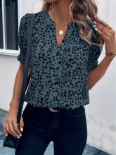L 80661 V Neck Floral Print Blouse ����ӡ���r�� �W���羳