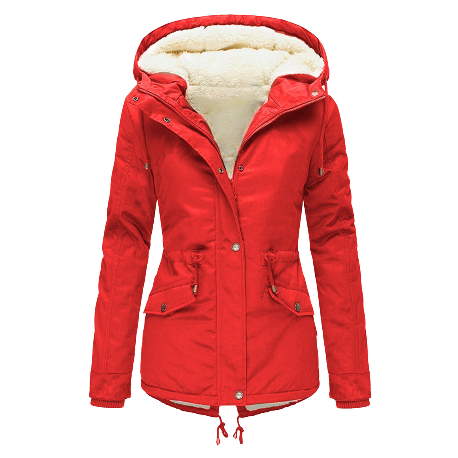 2021 Amazon otoño e invierno nuevo abrigo de algodón acolchado de comercio exterior para mujer abrigo parka con capucha de color sólido para mujer abrigo grueso de algodón acolchado Abrigo acolchado de algodón con forro polar