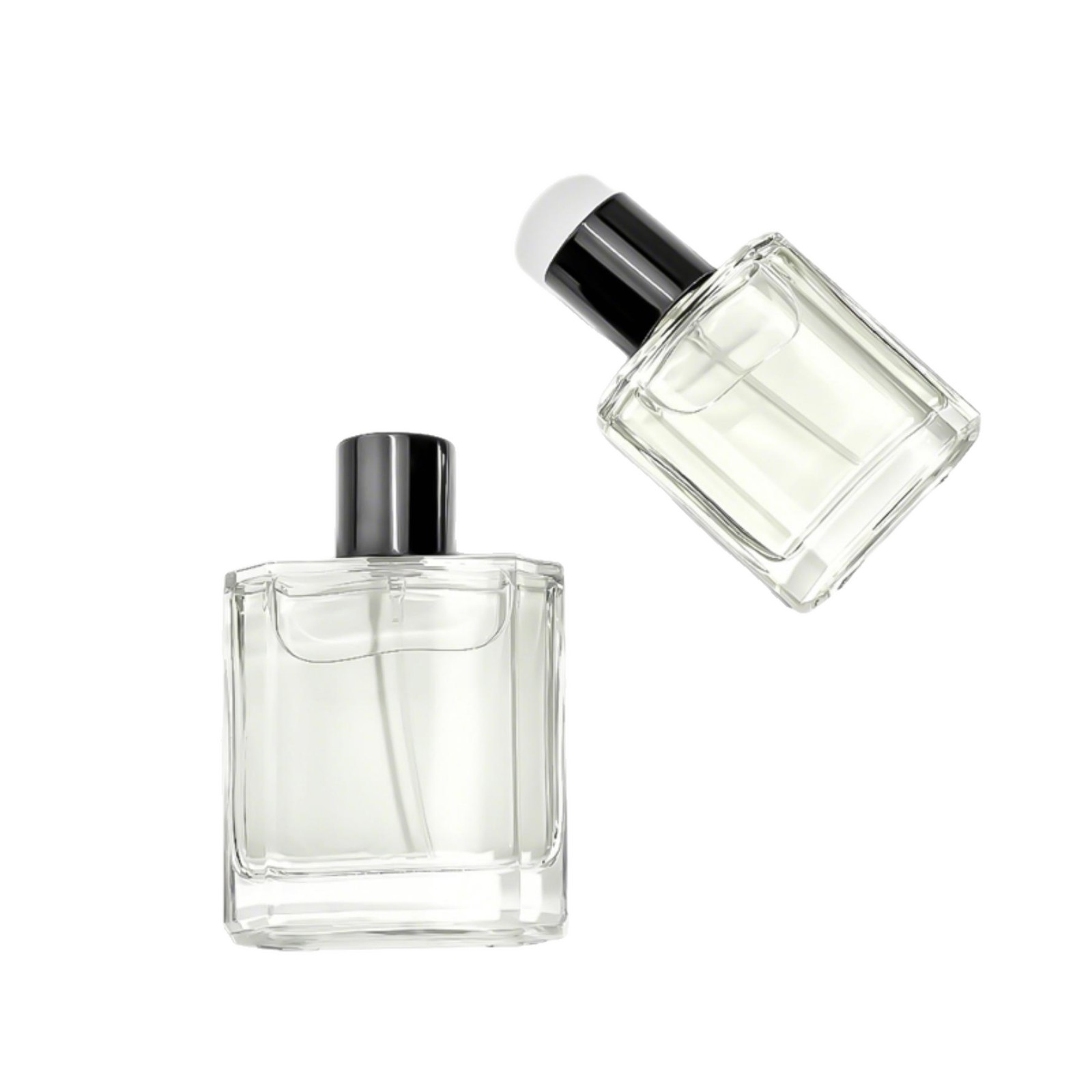Fábrica directa botella de pulverización de presión de vidrio transparente botella de perfume cuadrada plana botella de muestra pequeña botella vacía portátil