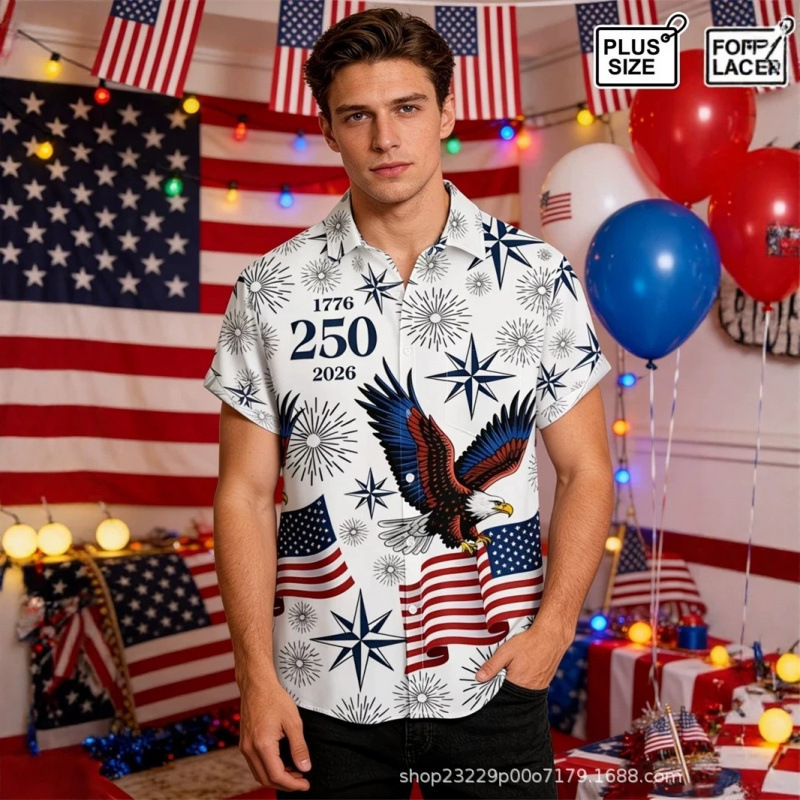 Men's Hawaiian Shirt Usa 250Th Anniversary 1776–2026 Summer Fashion Retro Patriotic Shirt Supply Source Men's Hawaiian Shirt Usa 250Th Anniversary 1776–2026 Summer Fashion Retro Patriotic Shirt Supply Source