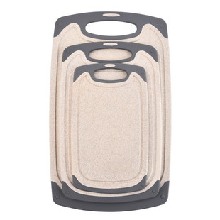 Wheat Straw Cutting Board Set 3-Piece Plastic Cutting Board Chopping Board Chopping Board Anti-Spill Groove Cutting Board Set