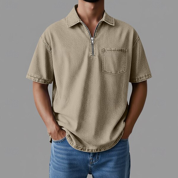 Travel sports polo for leisure with zipper
