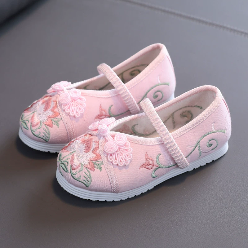 Старая пекинская обувь Hanfu для девочек в китайском стиле Весенняя танцевальная обувь Детская обувь из ткани