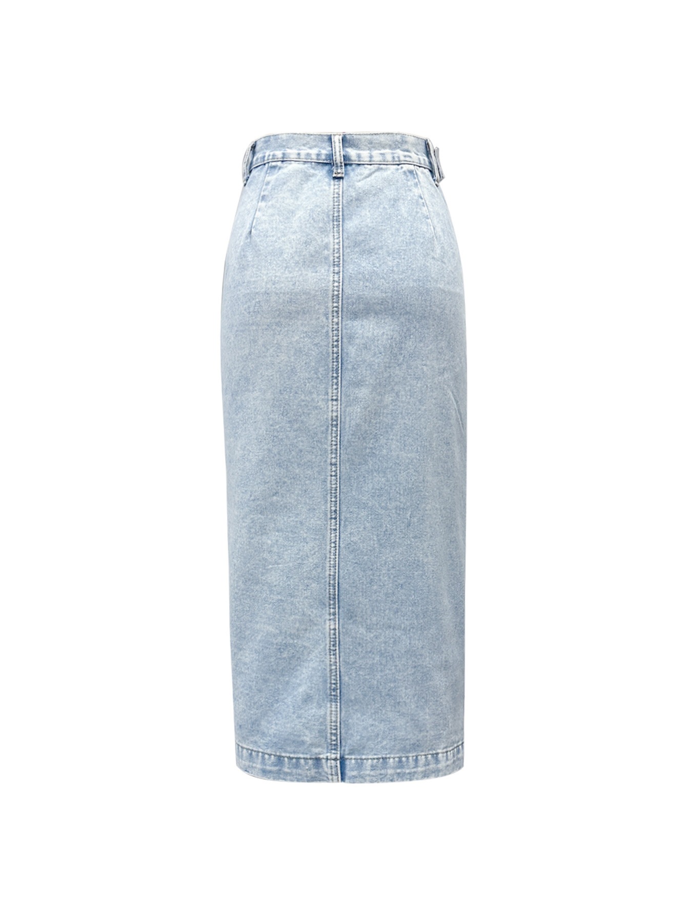 High-Waisted Slit Denim Midi Skirt Irregular Design Women's Clothing Fashionable Bottoms_ecoleips.com