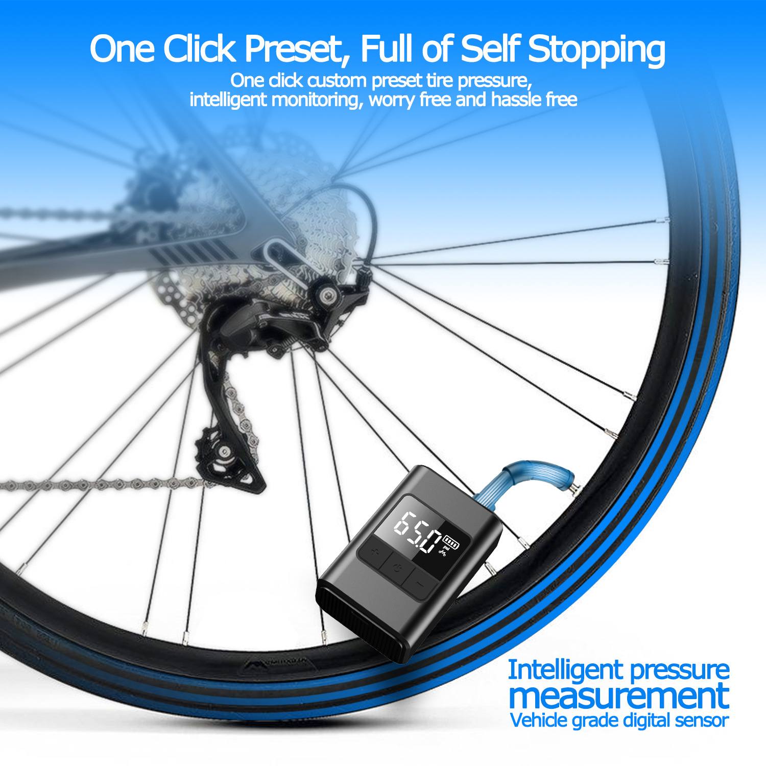 Mini Road Bike Electric Pump Portable Car-Mounted Handheld Smart Air Pump Wireless Electric