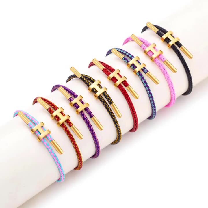 Cross-border H-buckle bracelet adjustable wire rope bracelet wear 3D hard gold I-buckle DIY bracelet accessories