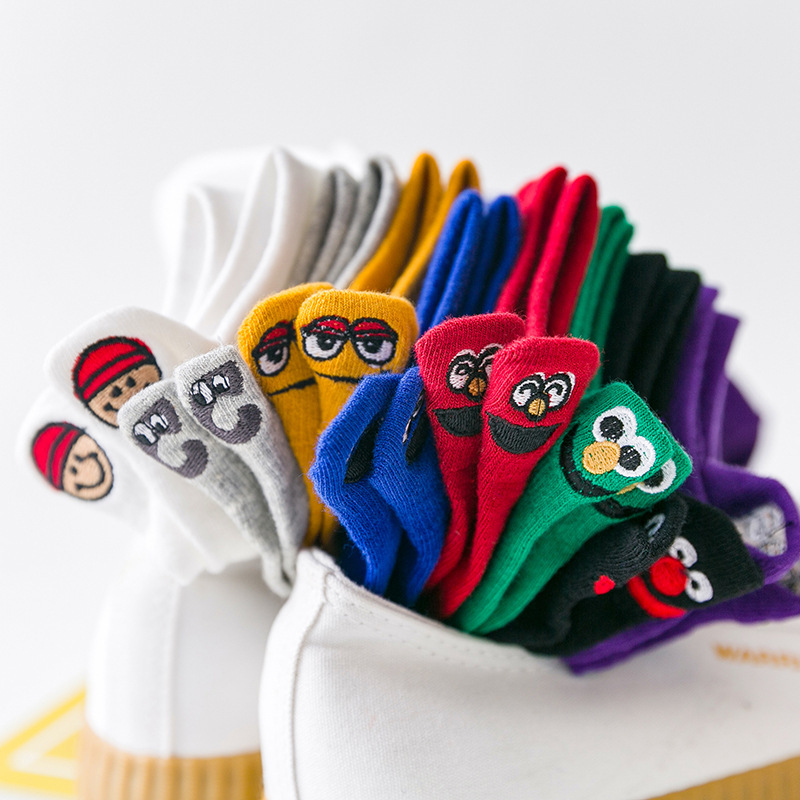 Socks Women Boat Socks Summer Thin Heel Cartoon Embroidered Sesame Street Short Socks Sports Student Socks Wholesale