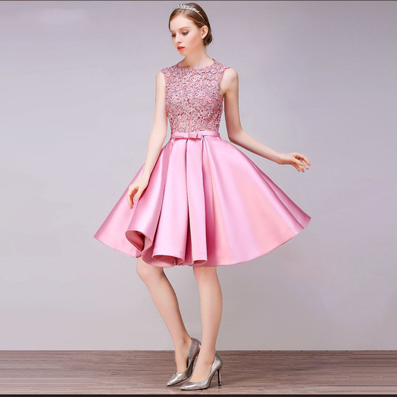 缎面粉色伴娘服欧洲站2025新款短款显瘦婚礼姐妹团显瘦年会小礼服