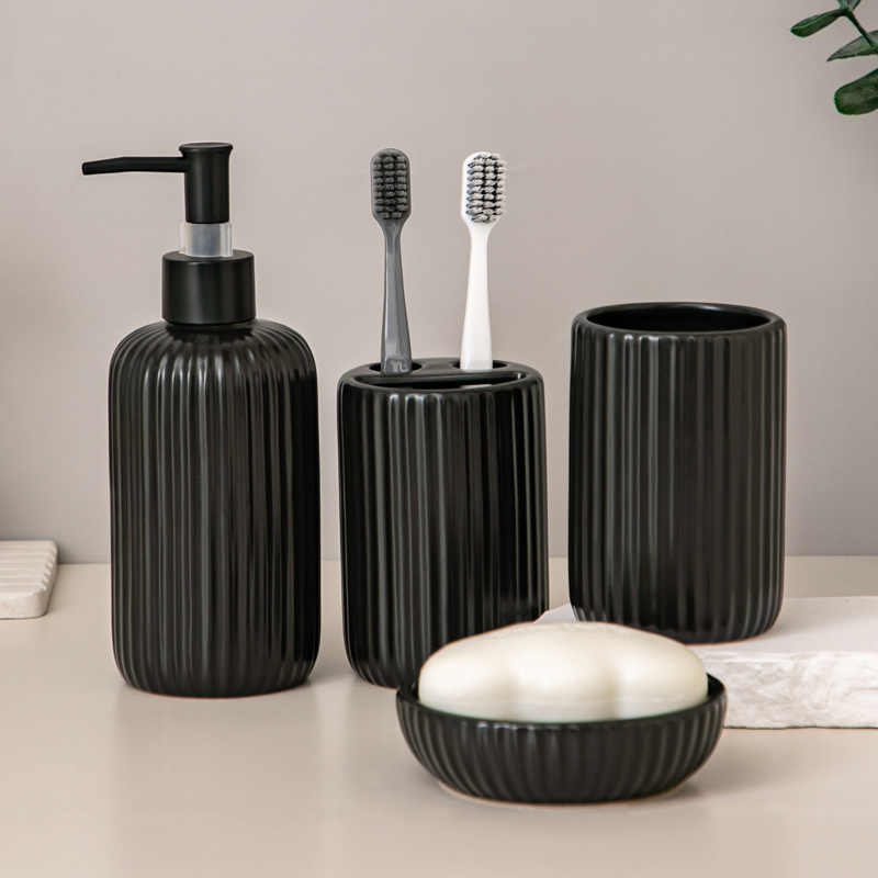 Meilin lujoso cerámica baños de lavado conjunto de artículos de baño taza de enjuague de baño taza de cepillo de dientes set creativo