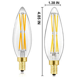 LED灯丝灯 B10 美规E12 8W复古钨丝灯泡C35 120V深度调光无闪灯泡