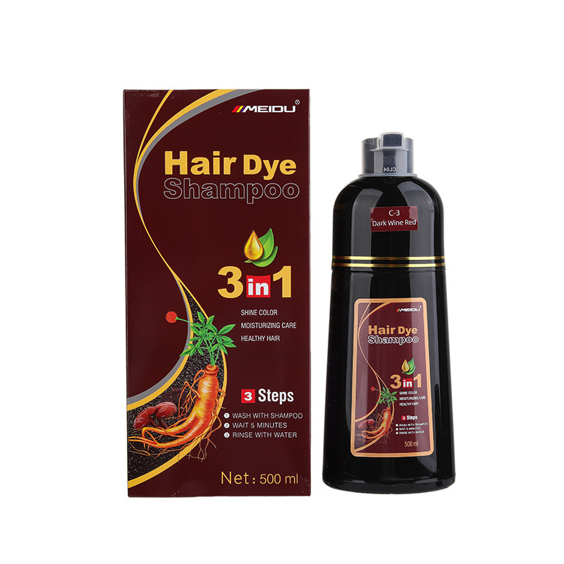 Mido al por mayor transfronterizo, un champú de tinte para el cabello negro, un lavado, blanco a negro, planta fina, crema para el cabello de burbujas