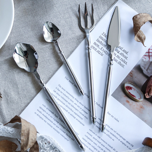 European style 304 stainless steel steak knife Western food cutlery ins thickened commercial set knife dessert spoon