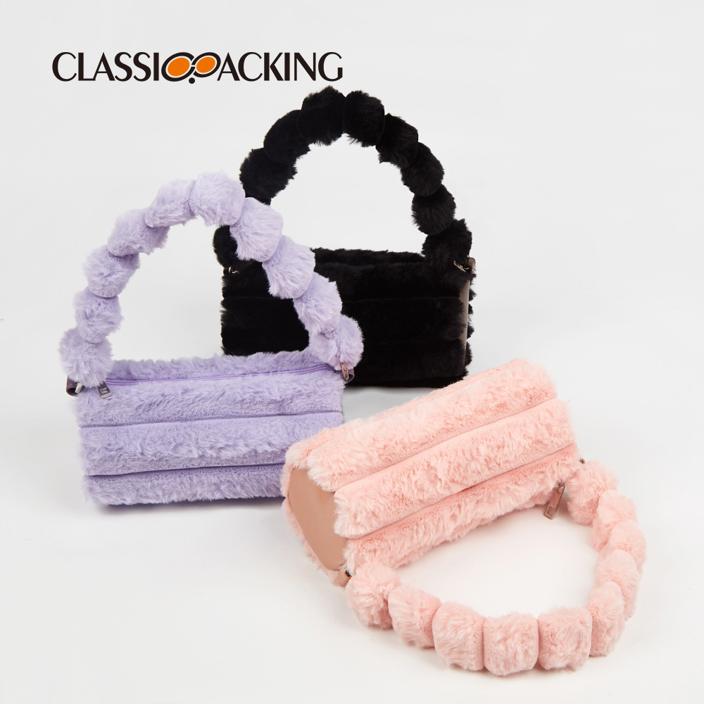 Color del caramelo del otoño y el invierno de La felpa del bolso de moda todo fósforo nicho diseño cilindro bolsa ins estilo Chanel bolso de las mujeres