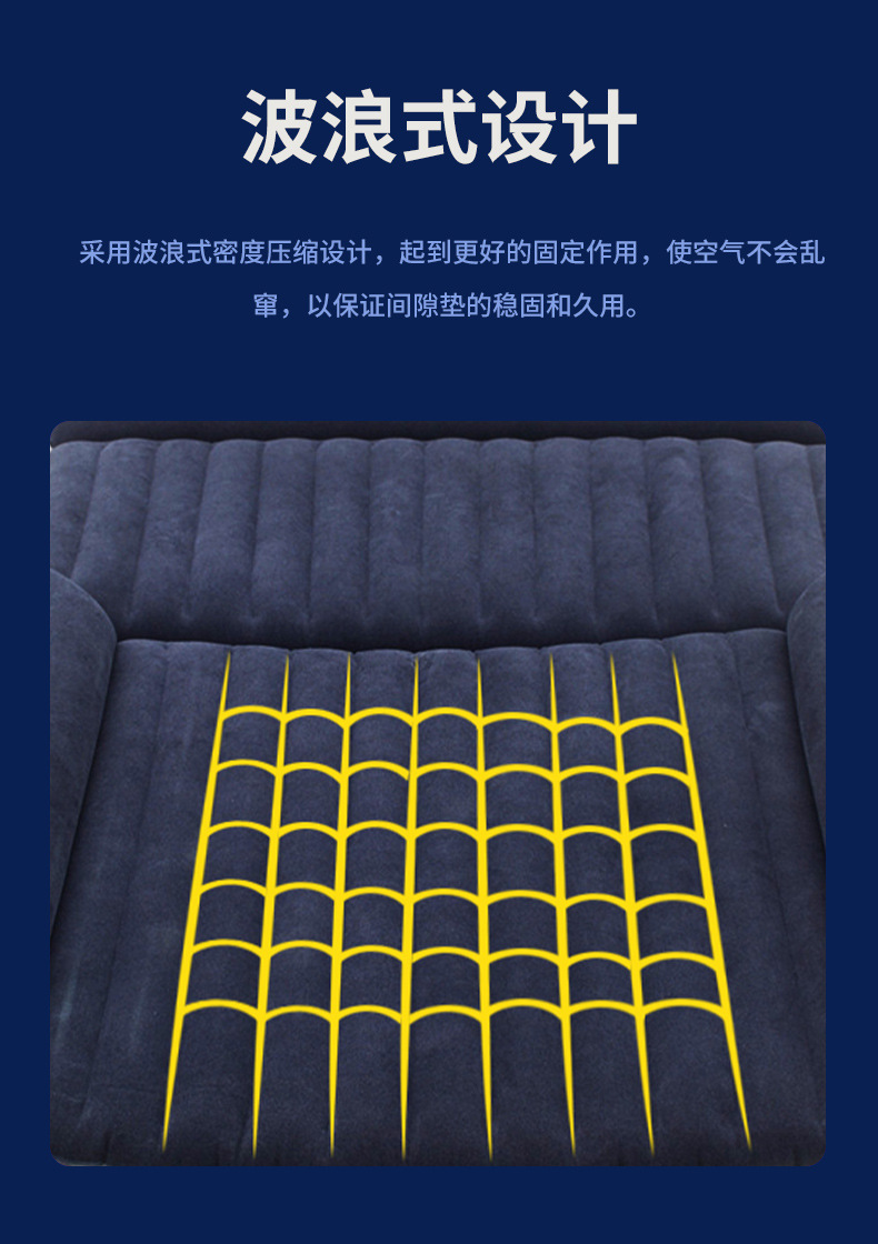 SUV car inflatable bed, rear seat sleeping pad, trunk sleeping pad, suitable for road trips and camping, foldable and storable car air mattress