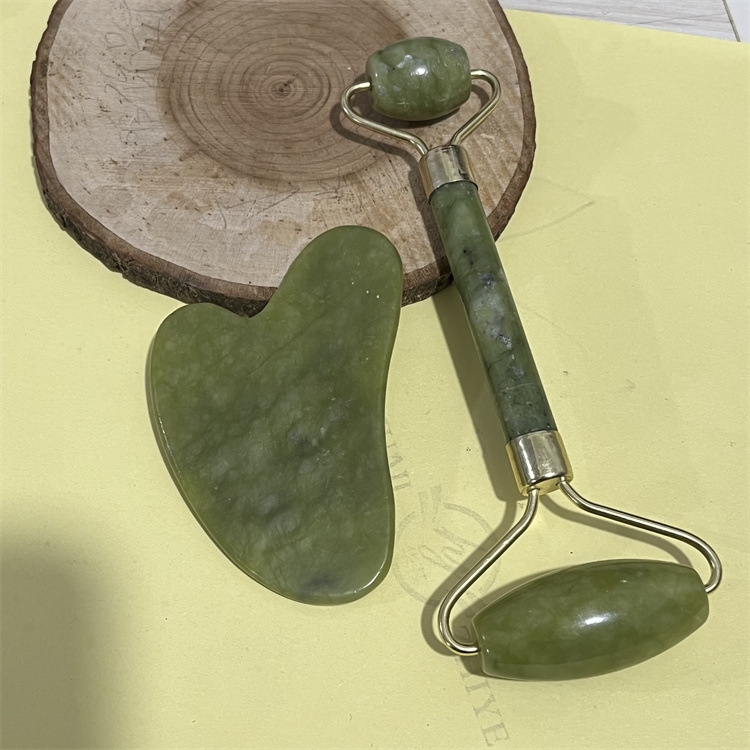 Rodillo de jade natural belleza contenedor blanco Jade raspado placa traje xiuyan Jade negro masajeador facial raspado placa