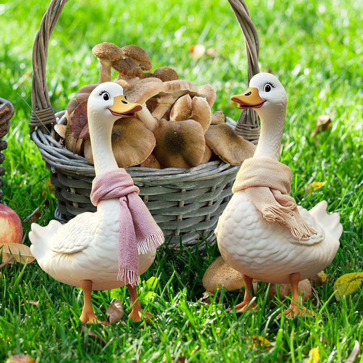 aoshuo花园PVC插牌创意可爱鸭子2只花园装饰品地插氛围装饰道具
