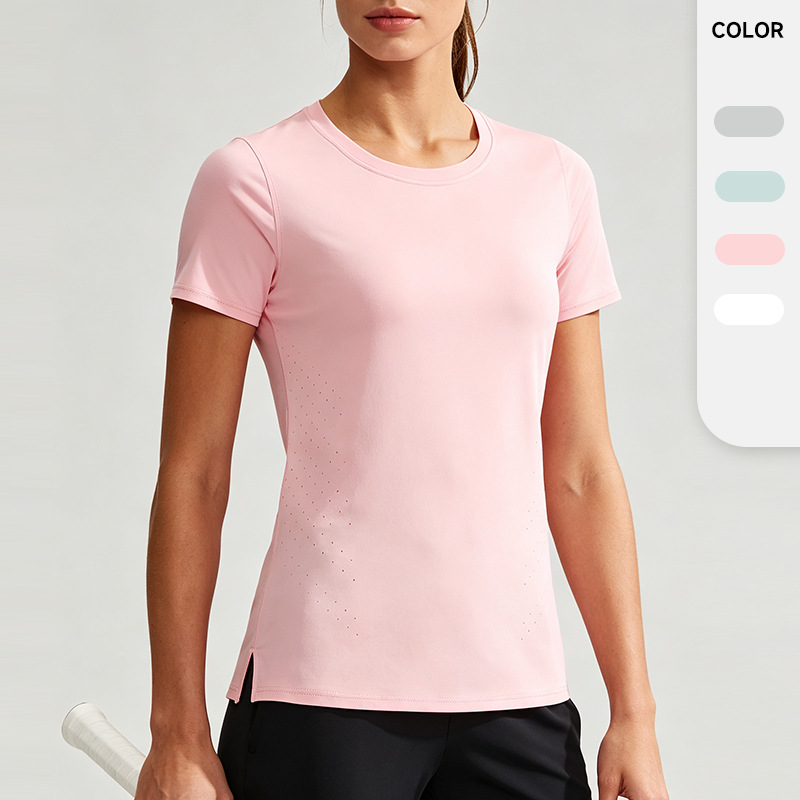 Cross-Border European and American Foreign Trade Outdoor Quick-Drying Clothing for Women, Short-Sleeved, Lightweight, Breathable Top, Loose and Slimming Yoga Round-Neck T-Shirt