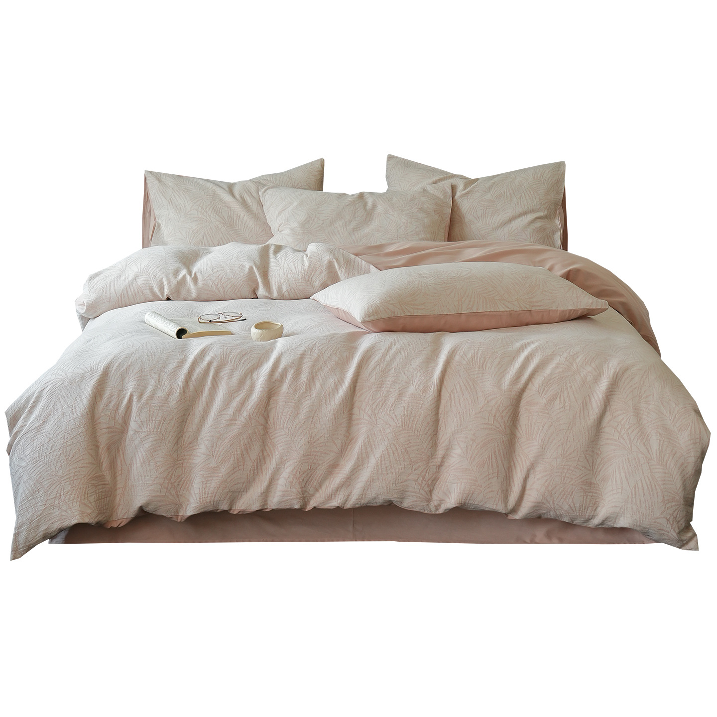 Cama de algodón de tres capas de hilo de cuatro piezas de lujo ligero de alta gama, cama de algodón simple, ropa de cama, colcha de cama de tres piezas