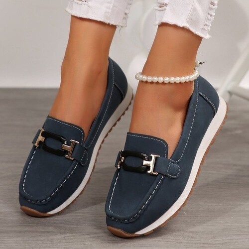 Women's 2025 Autumn Metal Chain Flat Thick Sole Casual Loafers