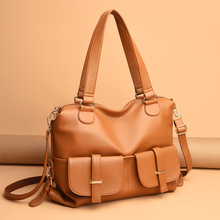 奢华设计师肩斜跨囊女士大容量购物者品牌信使手提包女士层软皮手