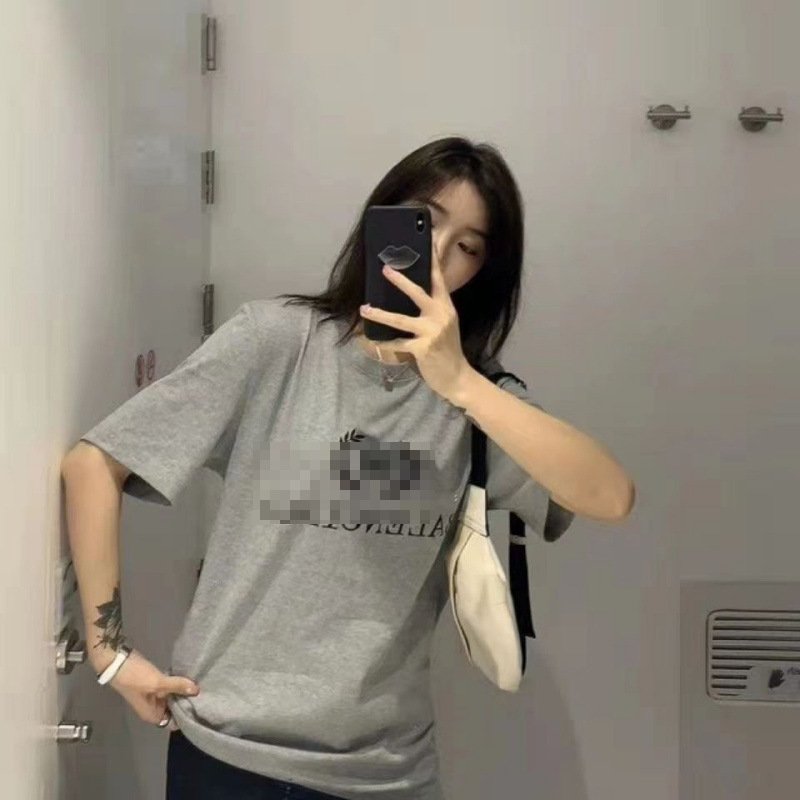 パリの新しいプリントレターファッション半袖男性と女性のためのルーズでスリムな小麦の穂Tシャツファミリーロゴ半袖|undefined