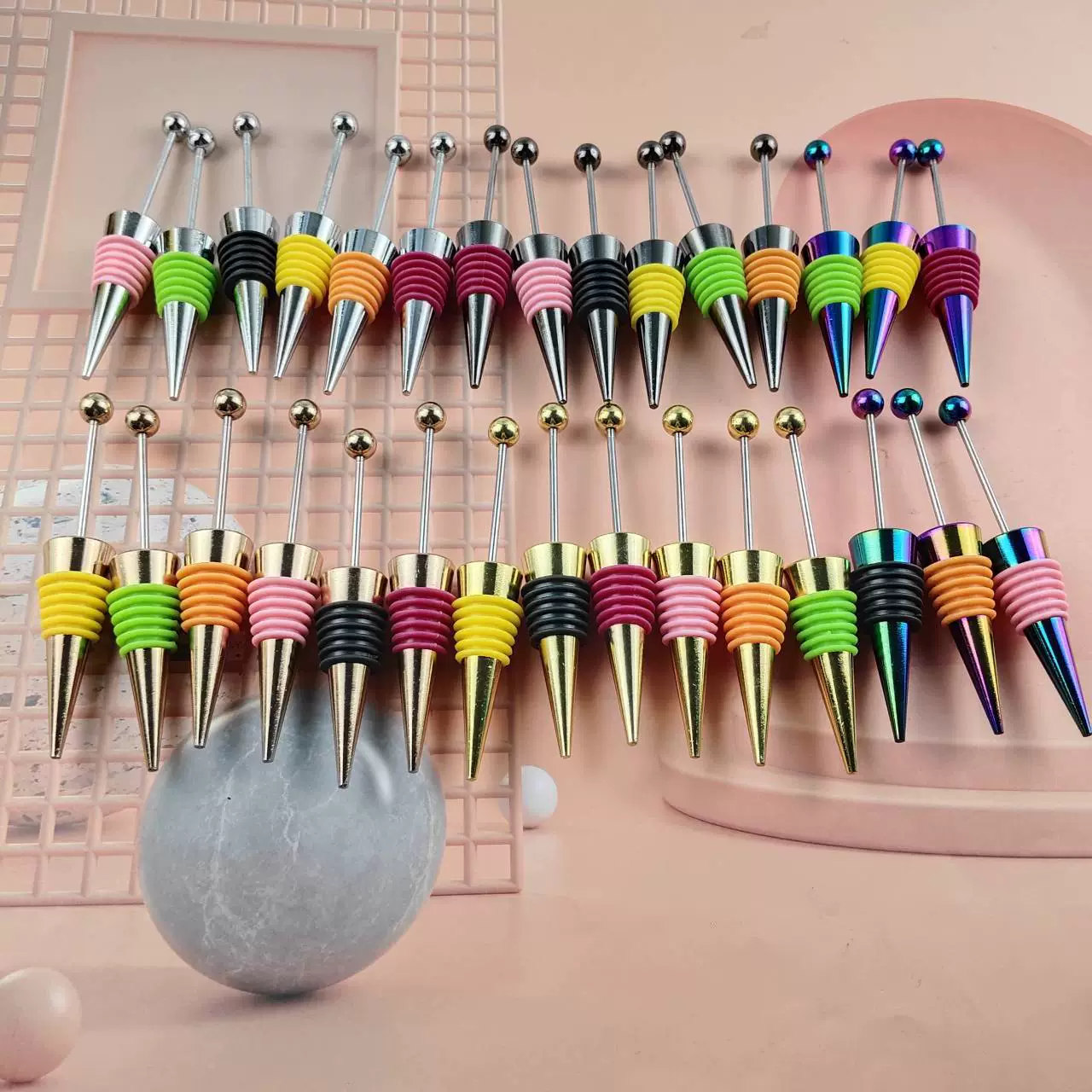 (По цвету) Пробка из бисера из красного вина DIY с бутылкой из бисера для свадьбы Пробка из шампанского