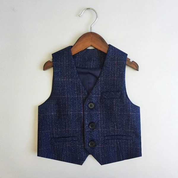 23032 blue plaid single vest