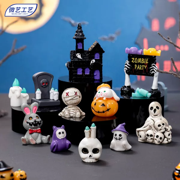 Micro Landscape Halloween Decorations Mummy Skull Rabbit Magic House Ghost Easter Desktop Ornaments