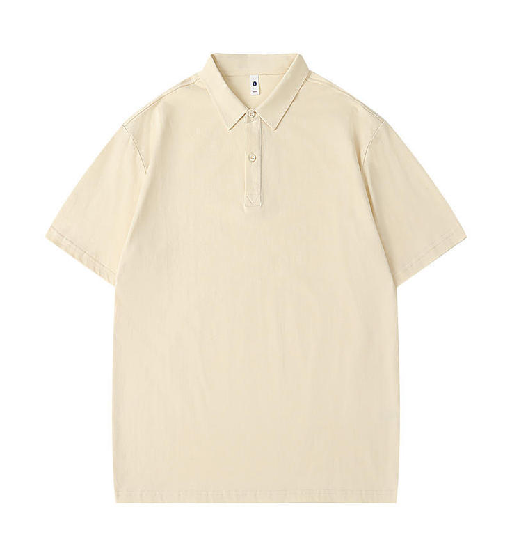250G平織り双糸精梳純綿ドロップショルダーラペルポロシャツ半袖Tシャツメンズトレンドブランド無地Tシャツライトトレンド|undefined