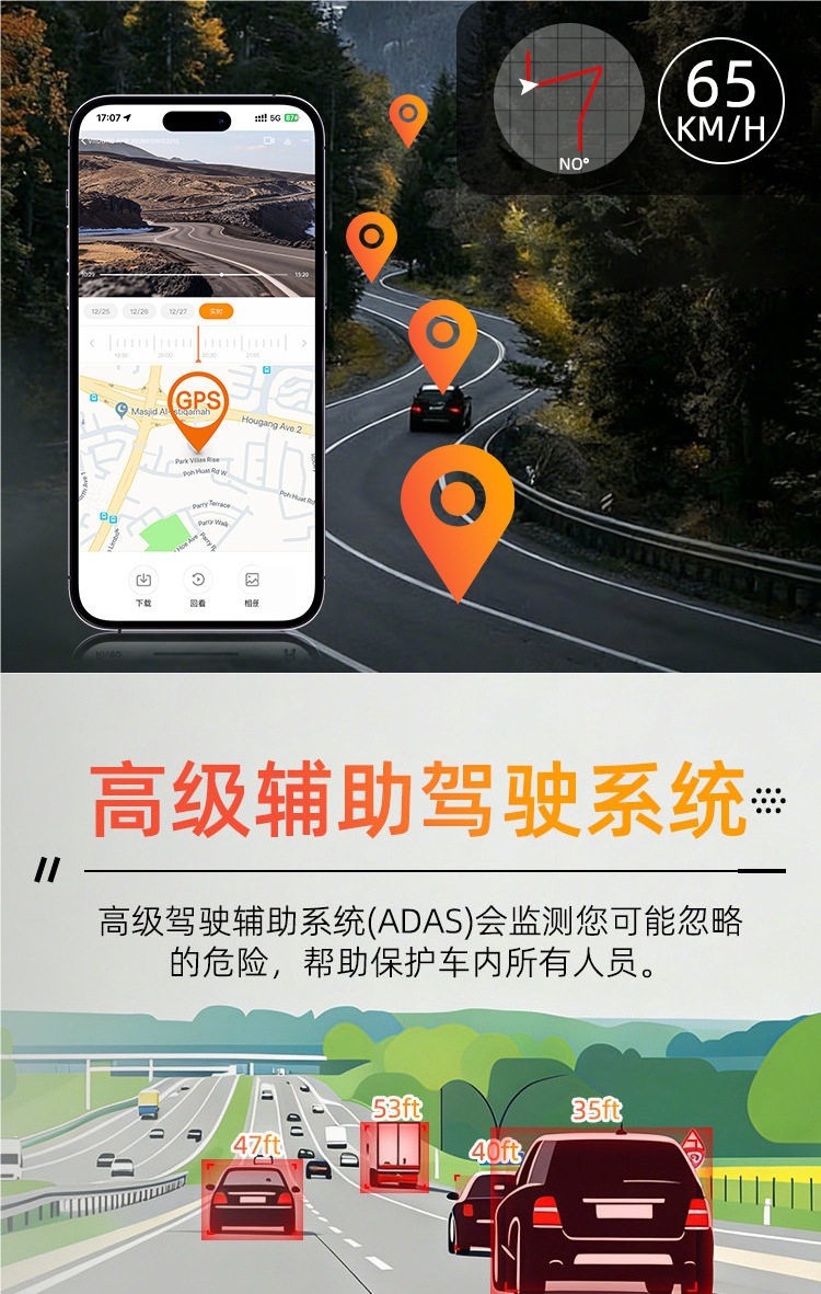 Front and Rear 4K Electronic Rearview Mirrors, In-Car Streaming Media Driving Recorder, Reversing Image, Blind Spot, Carplay Navigation