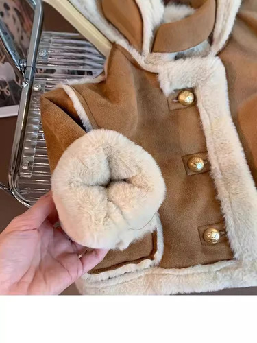 Children's fur-lined one-piece coat 2025 autumn and winter baby padded winter thick top for young children