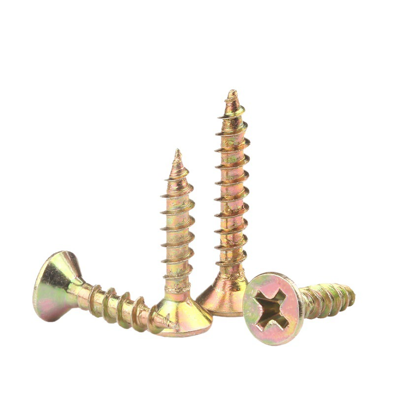 Окрашенная цинковая древесно-волокнистая доска гвоздь для мебели стены винт оптовая продажа крестовик утопленная проволока самовоспад деревянный винт M3.5M4M5