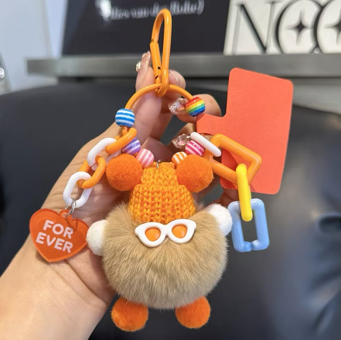 Muñeca monstruo de briquetas de dopamina colgante llavero de bricolaje lindo bolso de muñeca de felpa mochila colgante de teléfono móvil