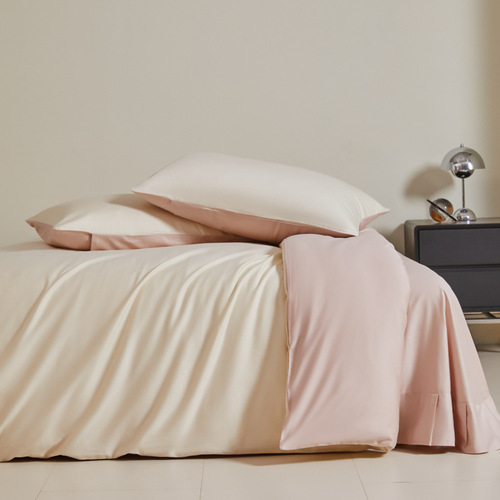 Solid color 100-count satin long-staple cotton four-piece set pure cotton bed sheet duvet cover bed sheet three-piece set 4
