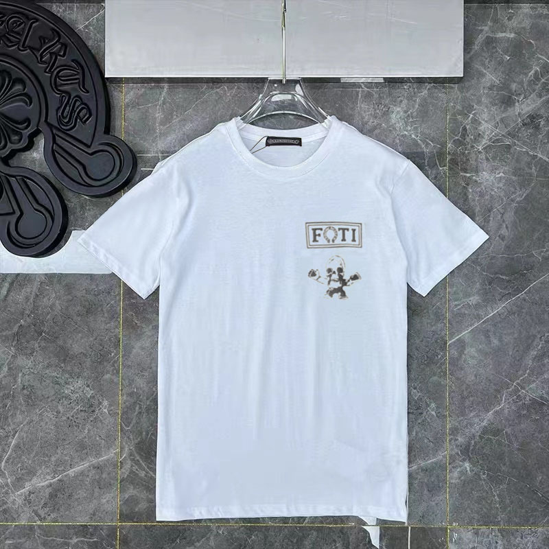 クロスボーダー正しいバージョン CH Crow 夏新作クロス馬蹄プリント半袖 Tシャツカップルスタイルドロップシッピング|undefined