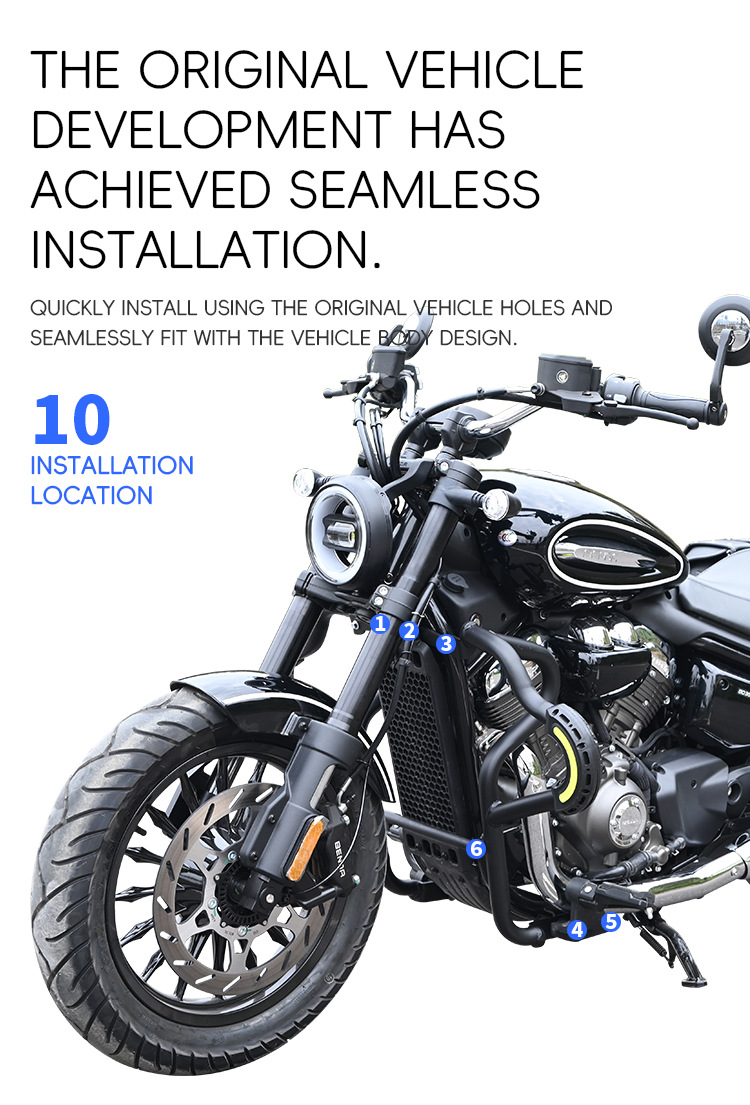 Suitable for Benda Chinchilla 350: crash bars, anti-fall bumpers, foldable backrest, tail rack, side bags, rear cargo rack modification parts